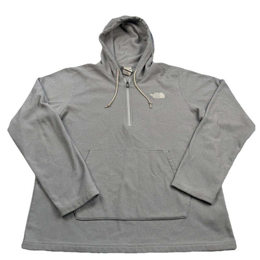 The North Face Men's Pullover Jacket Hoodie 1/4 Zip Size Large Gray Waffle Weave